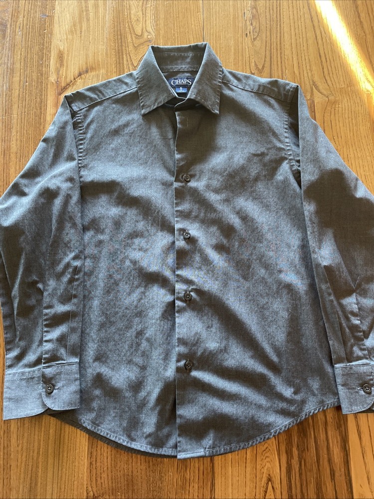 Chaps Youth Charcoal Button Up Shirt Size 8 Y