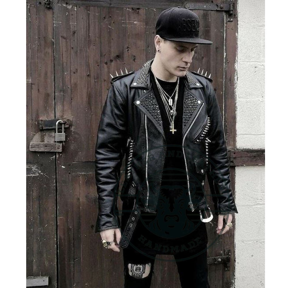 Men's Brando Pin Spiked Studded Shoulder Epaulettes for Stylish Leather Jacket