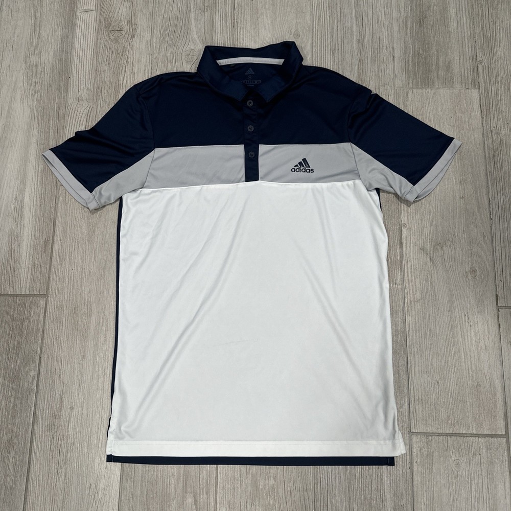 Adidas Colorblock Climacool golf polo shirt Blue Gray White Size Small