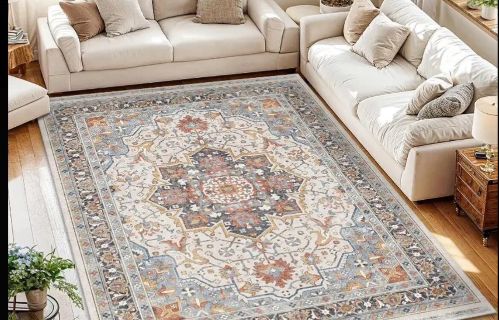 4x6 Moroccan Boho Faux Cashmere Rug Machine Washable Soft Plush