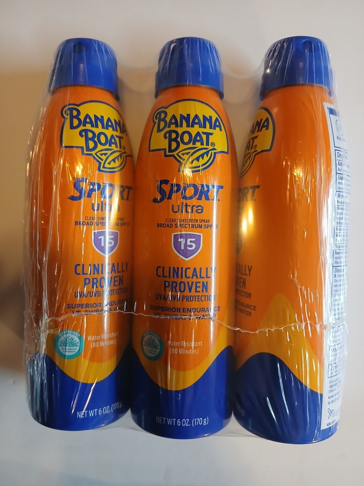 3 Pack Banana Boat Sport Ultra SPF 50 Sunscreen Spray 6oz