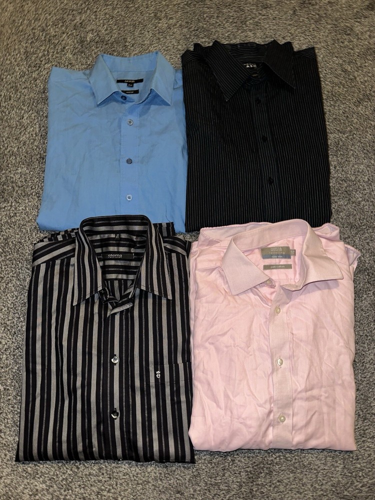 Mens Shirt Bundle X 4 Size 15.5 Long Sleeve Mixed Brands / Patterns / Styles (8)