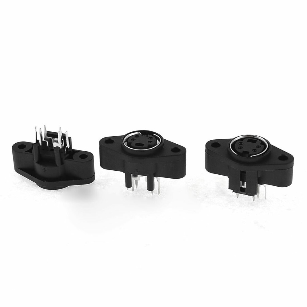 3 Pcs Mini DIN 4 Pin Female Jack S-video Connector Adapter Sockets