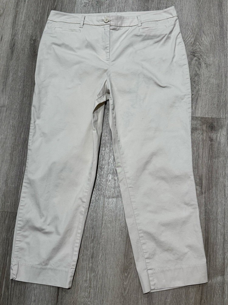 Talbots Cropped Pants Womens Khakis Size 14 Signature Beige Preppy City