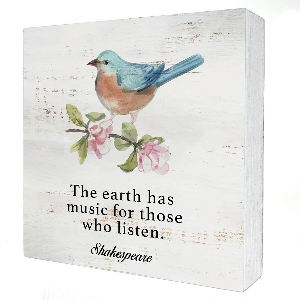 the Earth Has Music Wood Box Sign Home Decor Rustic Bird Spring Wooden Box Si...