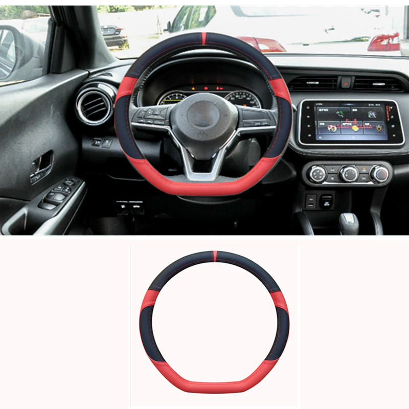 Inner Accessories Black&red Steering Wheel Cover For NISSAN KICKS 2017-2023