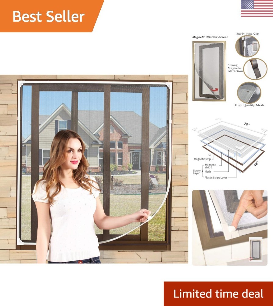 72x48 Full Frame Magnetic Window Screen for Easy Fresh Air Flow-image