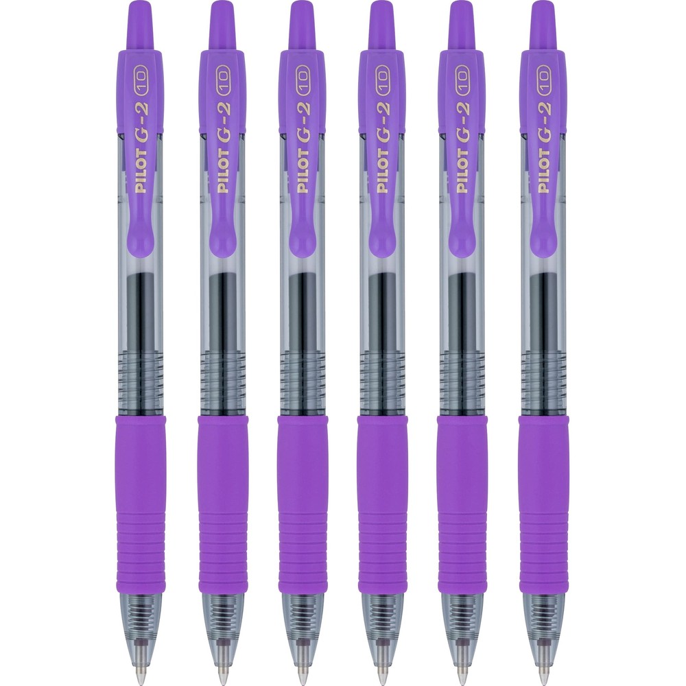 PILOT G2 Retractable Rollerball Gel Pens, Bold Point, 1.0mm, Purple Ink, 6 Count