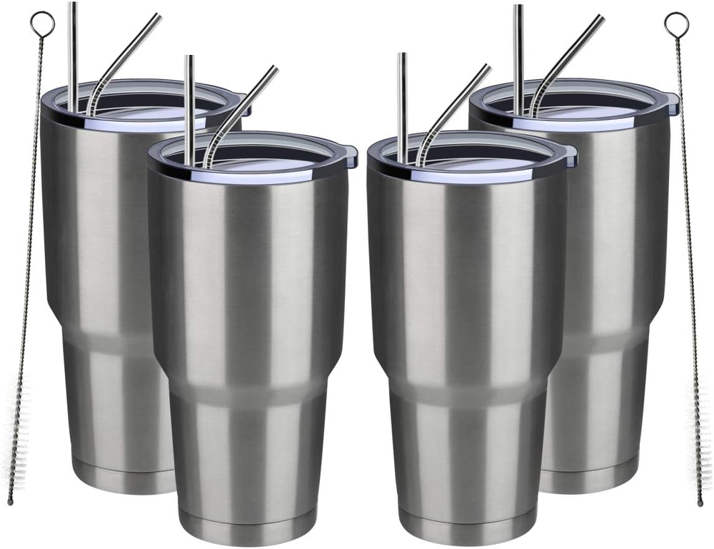 30Oz Stainless Steel Double Vacuum Insulated Tumbler with Lid and Straw for Coffee