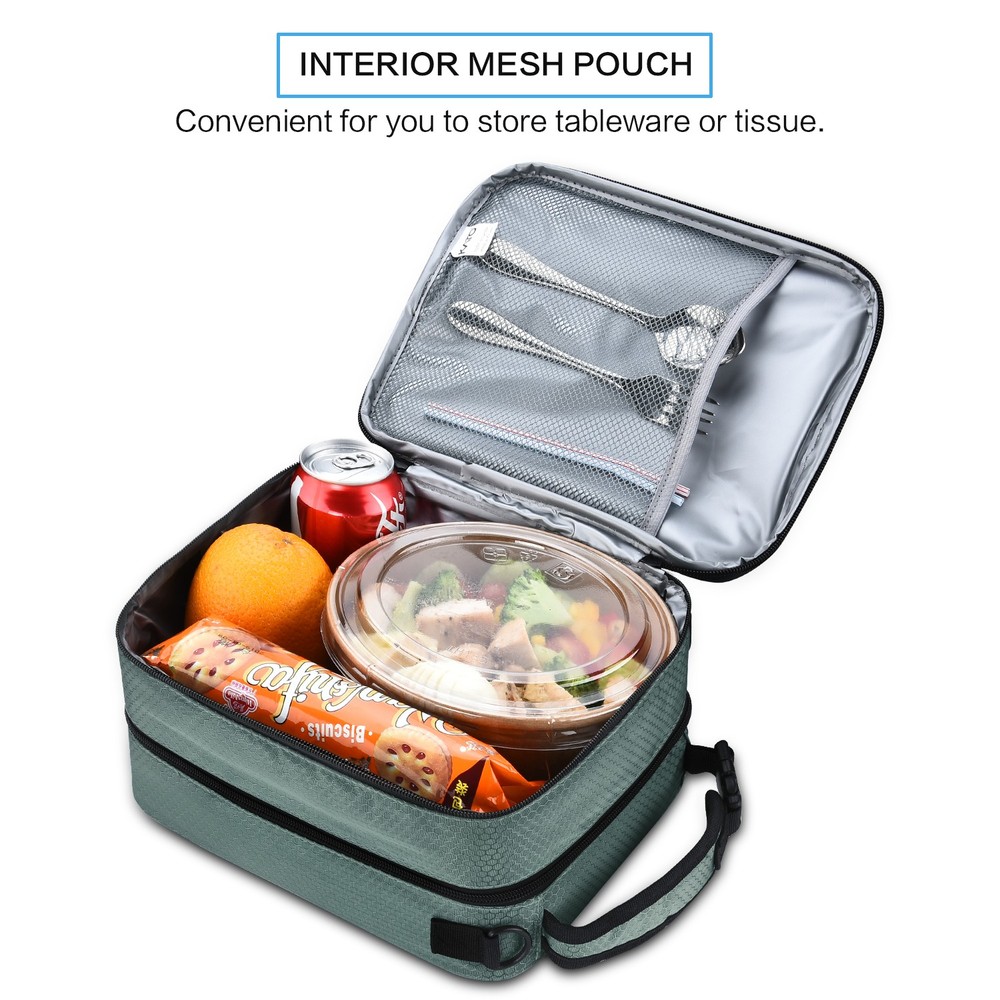 Insulated Leakproof 2-Compartment Thermal Lunch Bag Cooler Tote Bento