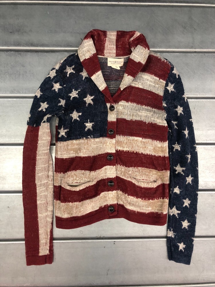 Denim & Supply Ralph Lauren Sweater Womens Small Cardigan USA Flag Patriotic