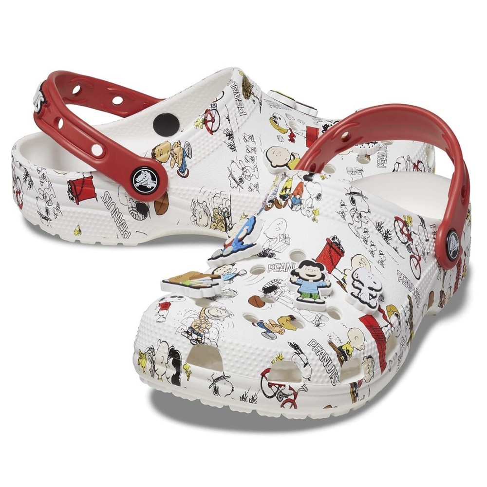 Crocs PEANUTS Charlie Brown Snoopy Woodstock Classic Clogs Mens Size 10 NEW