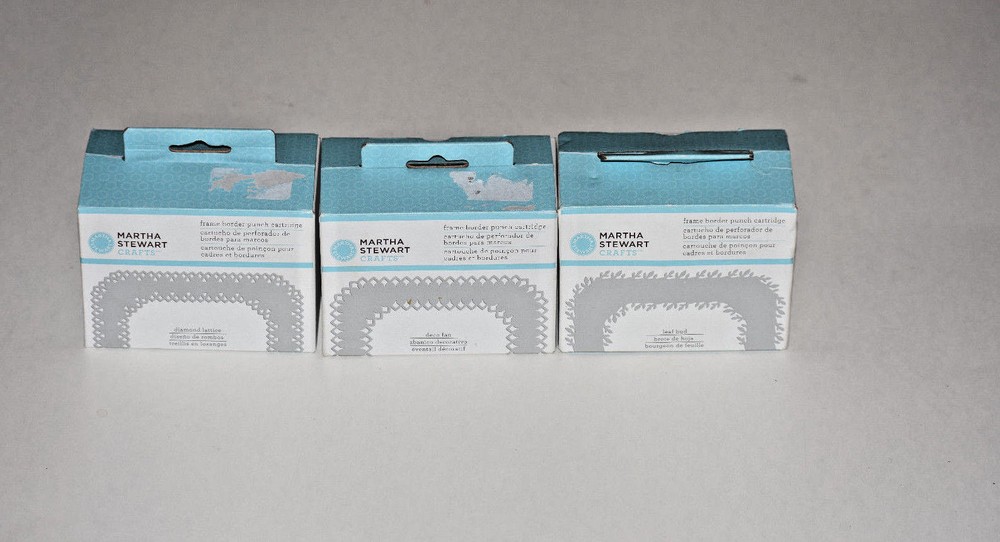 3 Martha Stewart Frame Border Punch Cartridge Deco Fan/Diamond Lattice/Leaf Bud