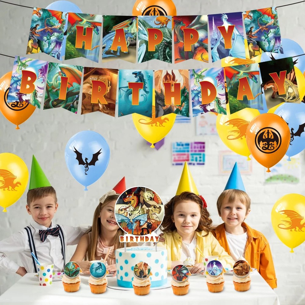92Pcs Dragon-Themed Wings of Fire Birthday Party Decorations and Supplies
