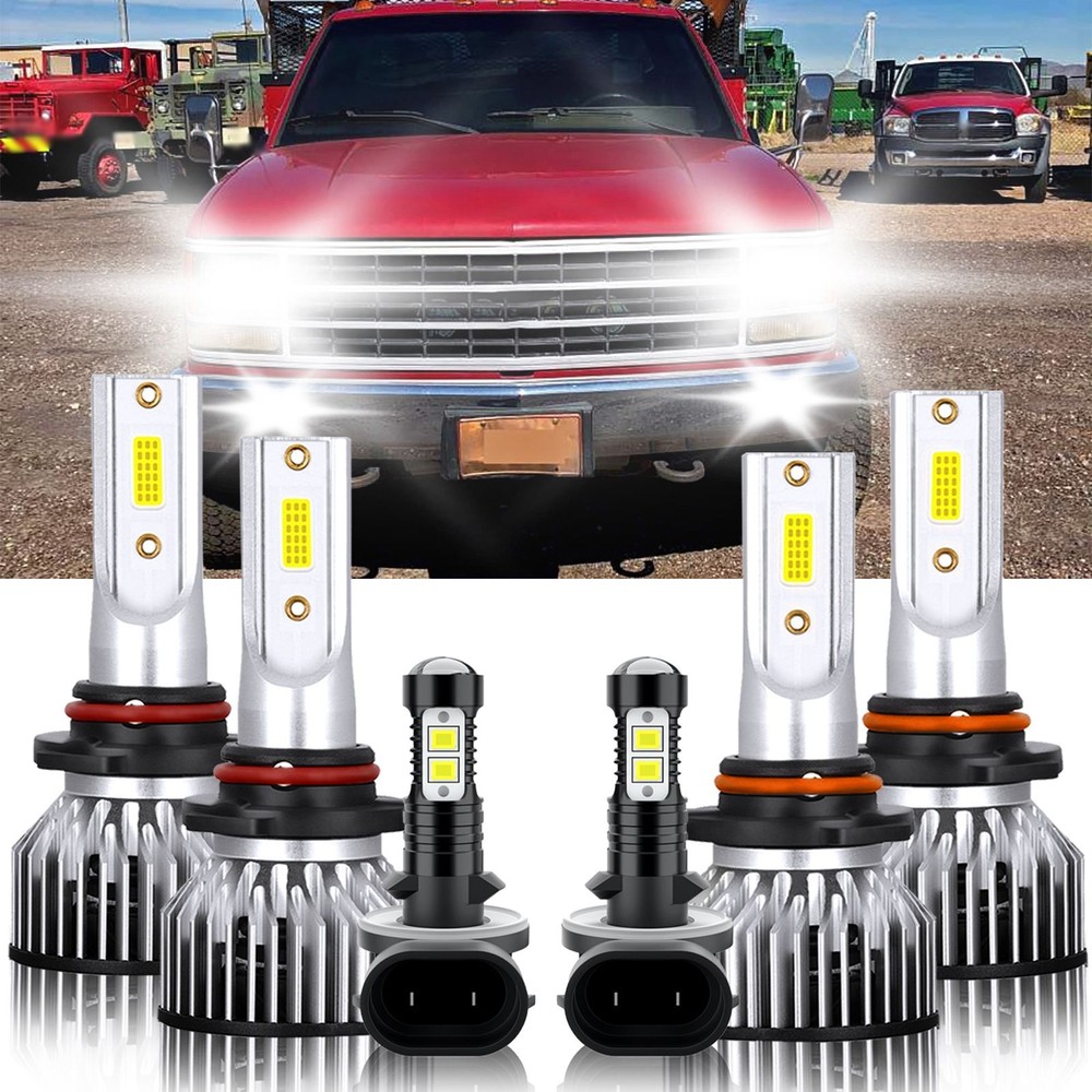 For Chevrolet K1500 1999-1999 LED Headlight Hi Lo Fog Light Bulb Combo Kit 6000K