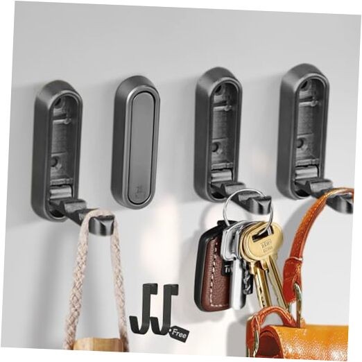 4 Pack Heavy Duty Foldable Wall Hooks in Moonrock Gray for Coats & More