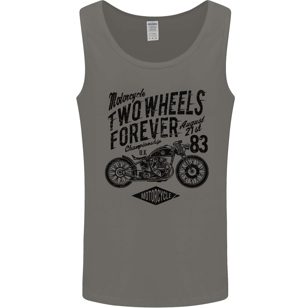Two Wheels Forever Motorcycle Cafe Racer Mens Vest Tank Top