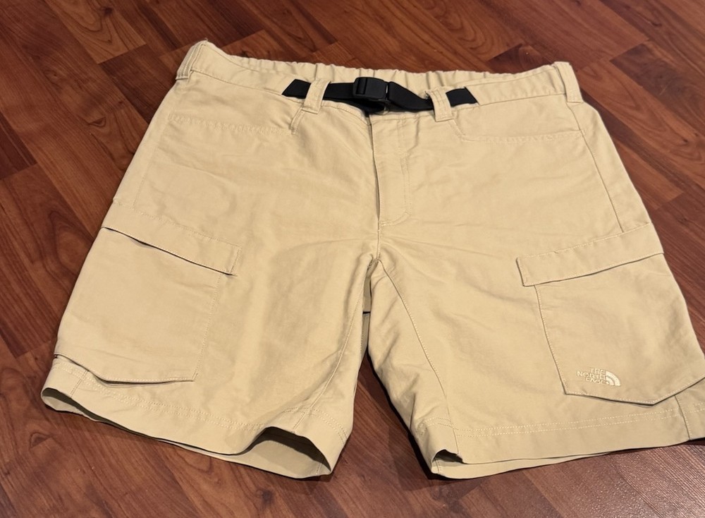 The North Face Mens 36 Cargo Shorts Lightweight Hiking Belted Khaki 9 Inch