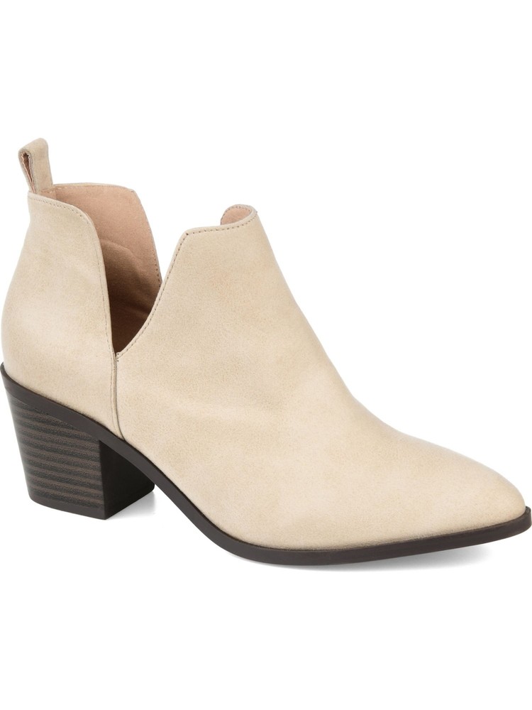 JOURNEE COLLECTION Womens Ivory Deep V  Lola Almond Slip On Booties 5.5 M