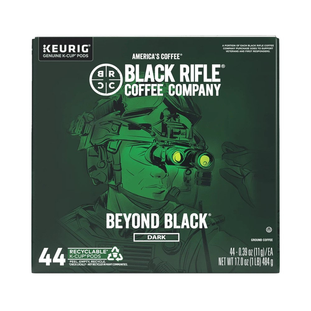 Black Rifle Coffee Company Beyond Black K Cups Pods, Dark Roast, 44 Ct