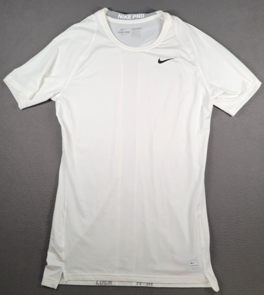 Nike Pro Compression Shirt Mens 2XL White Dri FIt Short Sleeve Athletic Fit