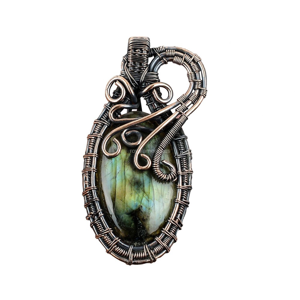 Labradorite Stone Copper Pendant for Wife - Mother's Day Artisan Jewelry Sale-image