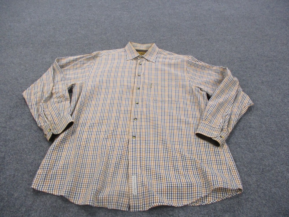 Barbour Shirt Adult XL Yellow Plaid Collared Classic Business Dress Casual Mens