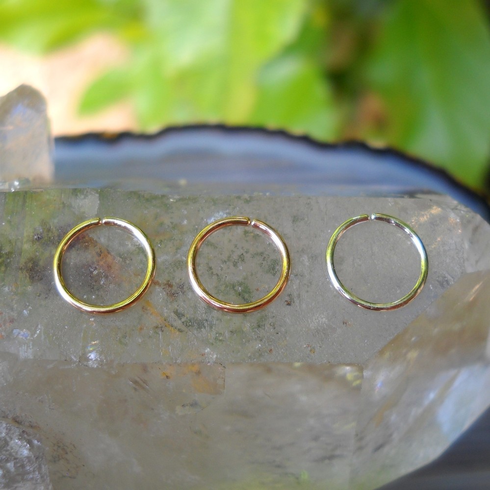 Nose Rings Hoops SterlSilver Yellow&Rose Gold Filled Set of 3 Hoops 20Gauge 7mm