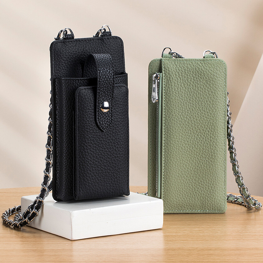 Genuine Leather Multifunction Phone Wallet with Card Slots