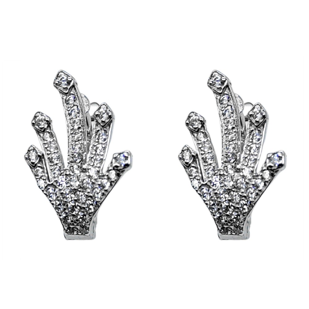 CZ Claw Hoop Earrings 925 Silver Hoops Jewellery Work Wear-Length-16x11mm