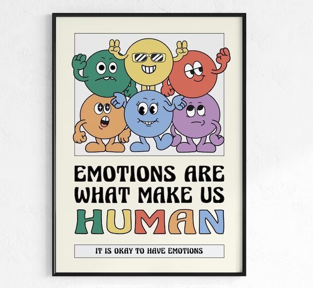 Retro Emotions Make Us Human Motivational Poster for Home or Office Decor  