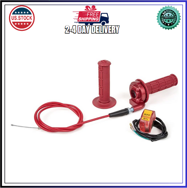 New 7/8 22mm Twist Throttle Accelerator Handle Grips & Cable Set with Kill Switch