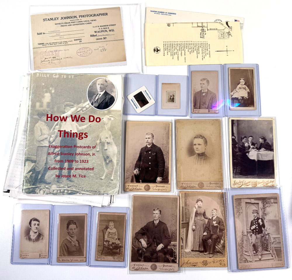 Alfred Stanley Johnson Archive Lot exaggeration Waupun Wisconsin WI photo rppc
