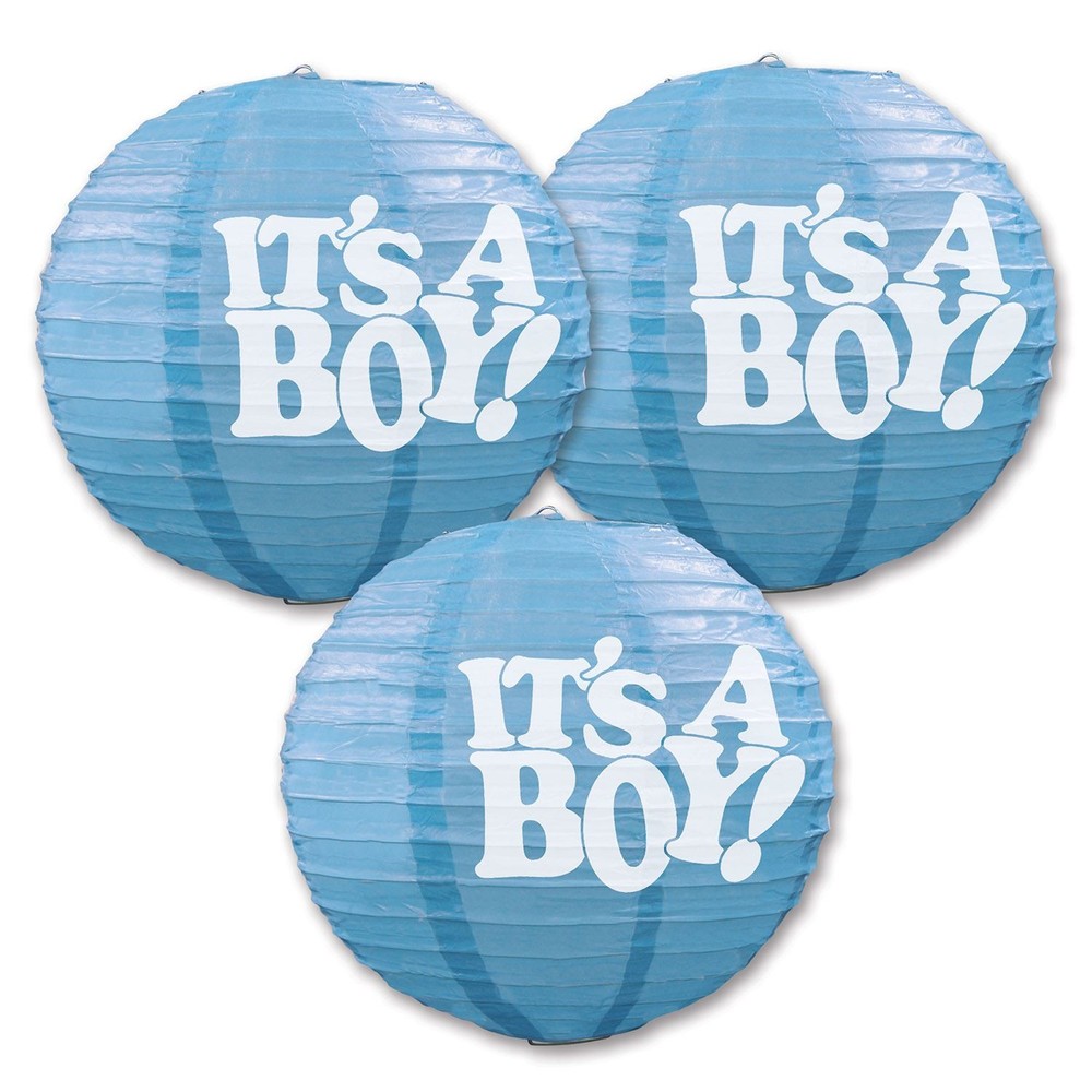 Beistle Blue It's A Boy Baby Shower Paper Lanterns - 3 Pack Decorations