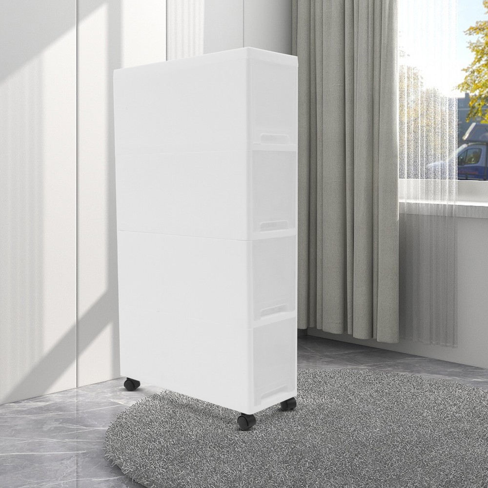 Mobile 4-Drawer Rolling Storage Cart with Wheels and Plastic Shelves