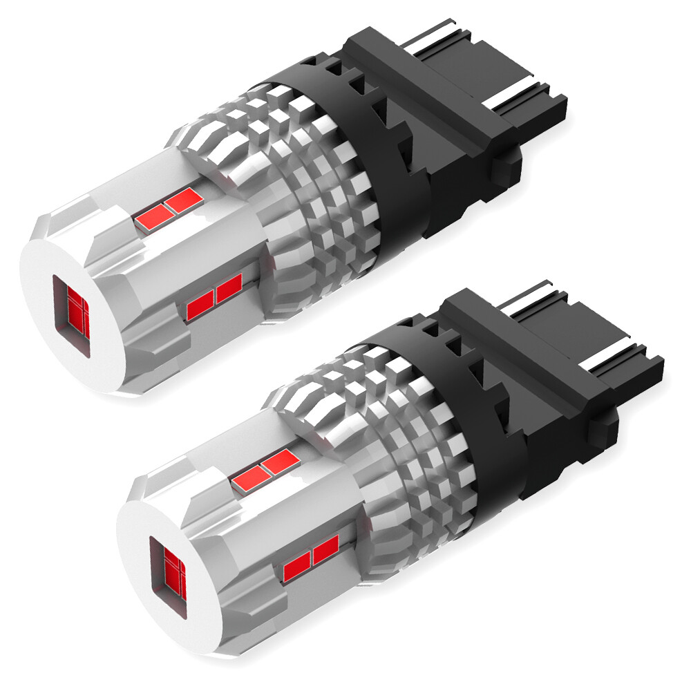 2pcs AUXITO 3157 4157 3057 Red LED Stop Warning Brake Light Bulbs Error Free