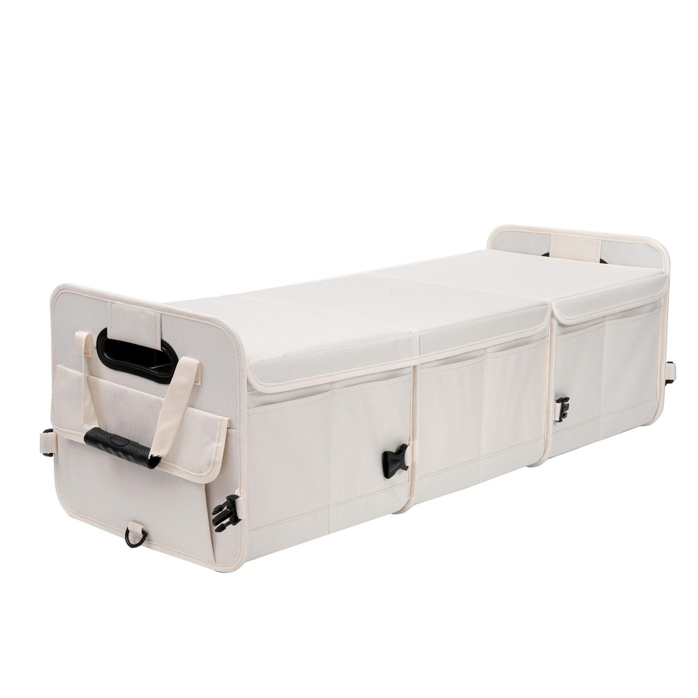 Car Trunk Organizer with Lid Car Storage Organizer Collapsible Multi Compartm...