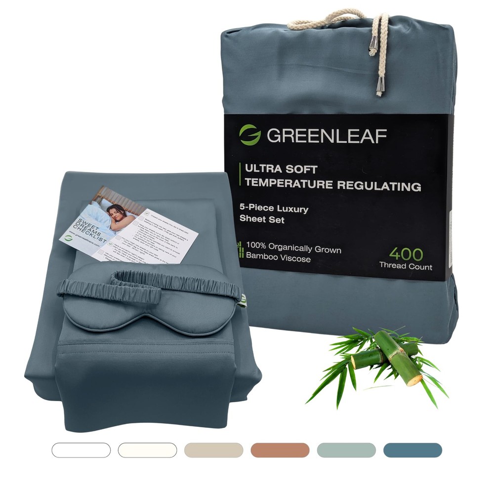 100% Organic Bamboo Viscose Sheets | Cal-King 5pc Set | Ultra-Soft & Breathable