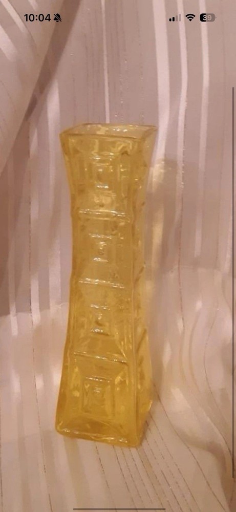 Yellow Vintage Square Glass Vase Josef Hoffman?