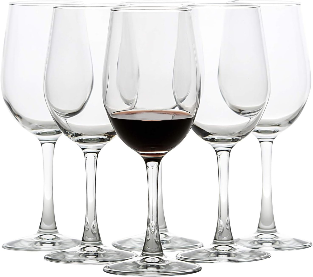 6-Piece Set of 12oz Durable All-Purpose Red & White Wine Glasses