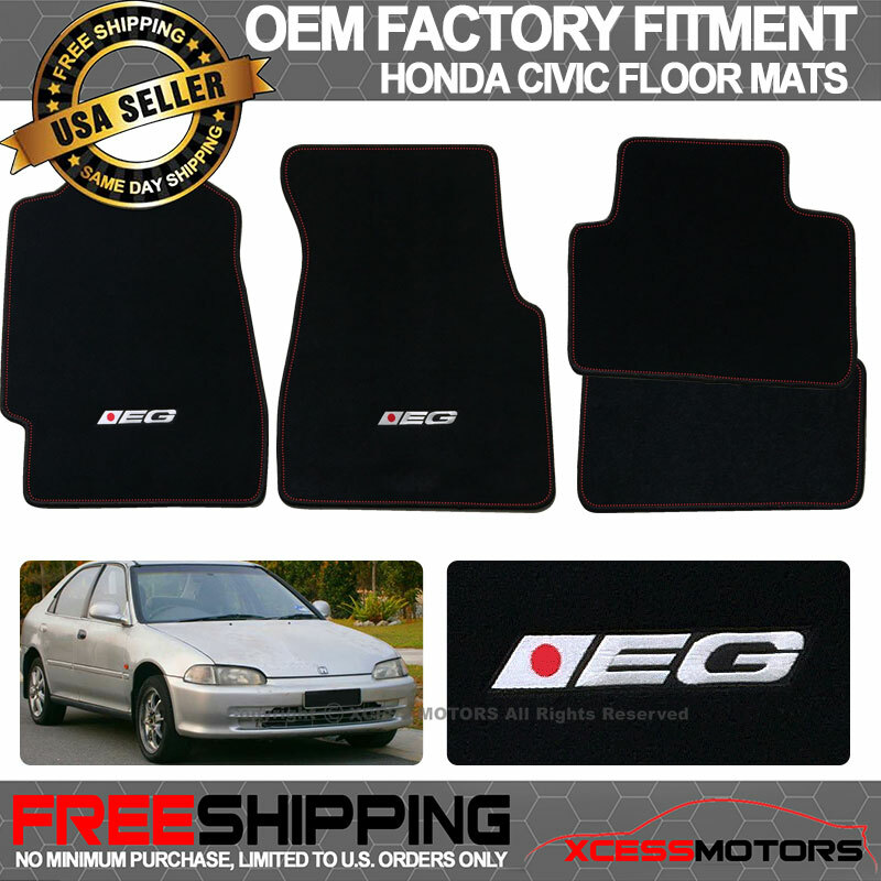 Fits 92-95 Honda Civic OE Fitment Floor Mats Carpet Front Rear Nylon Custom Logo