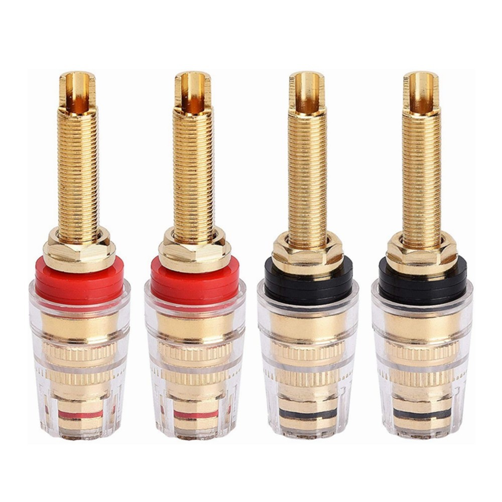 4x Long Thread 4mm Banana Speaker Terminal Binding Post Copper Black/Red N583