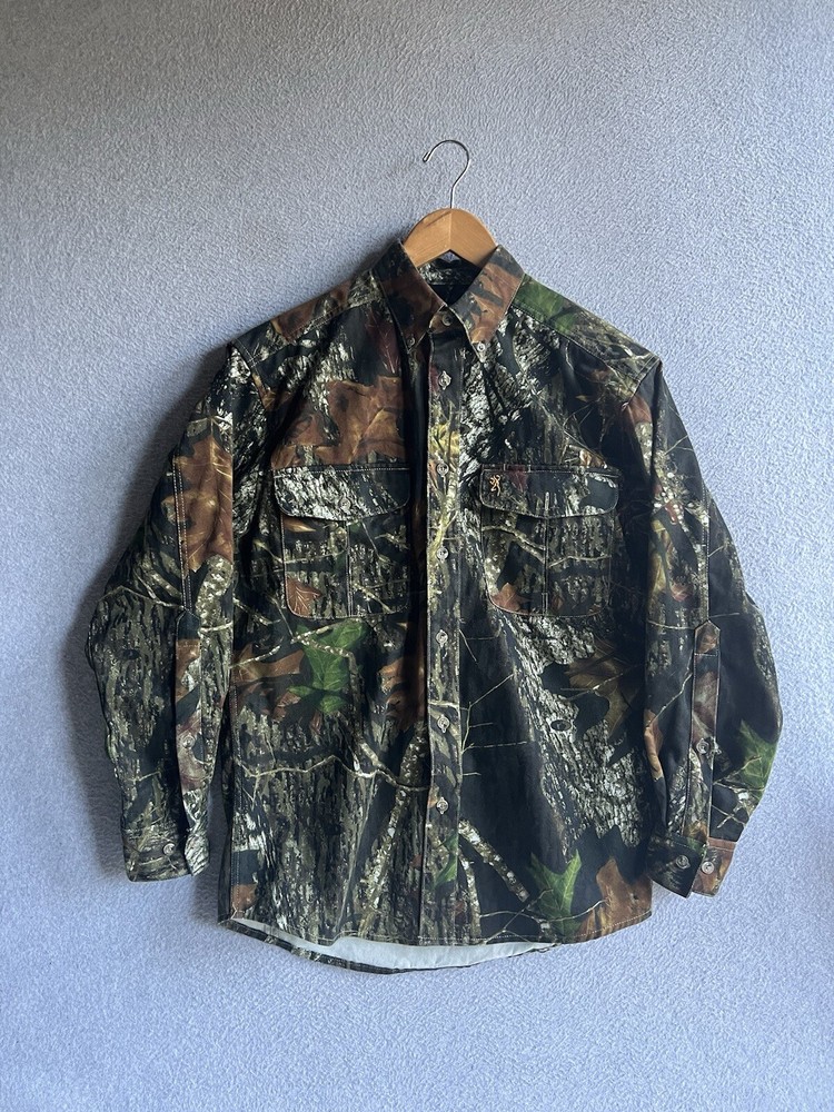 Browning Canvas Camp Shirt Long Sleeve Button Up Small Hiking Hunting Fishing