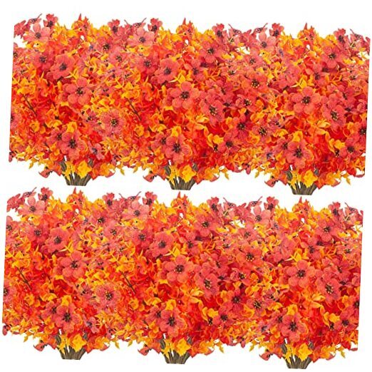 12 Bundles Artificial Fall Flowers Fake Plastic Eucalyptus Flowers(gold Yellow)