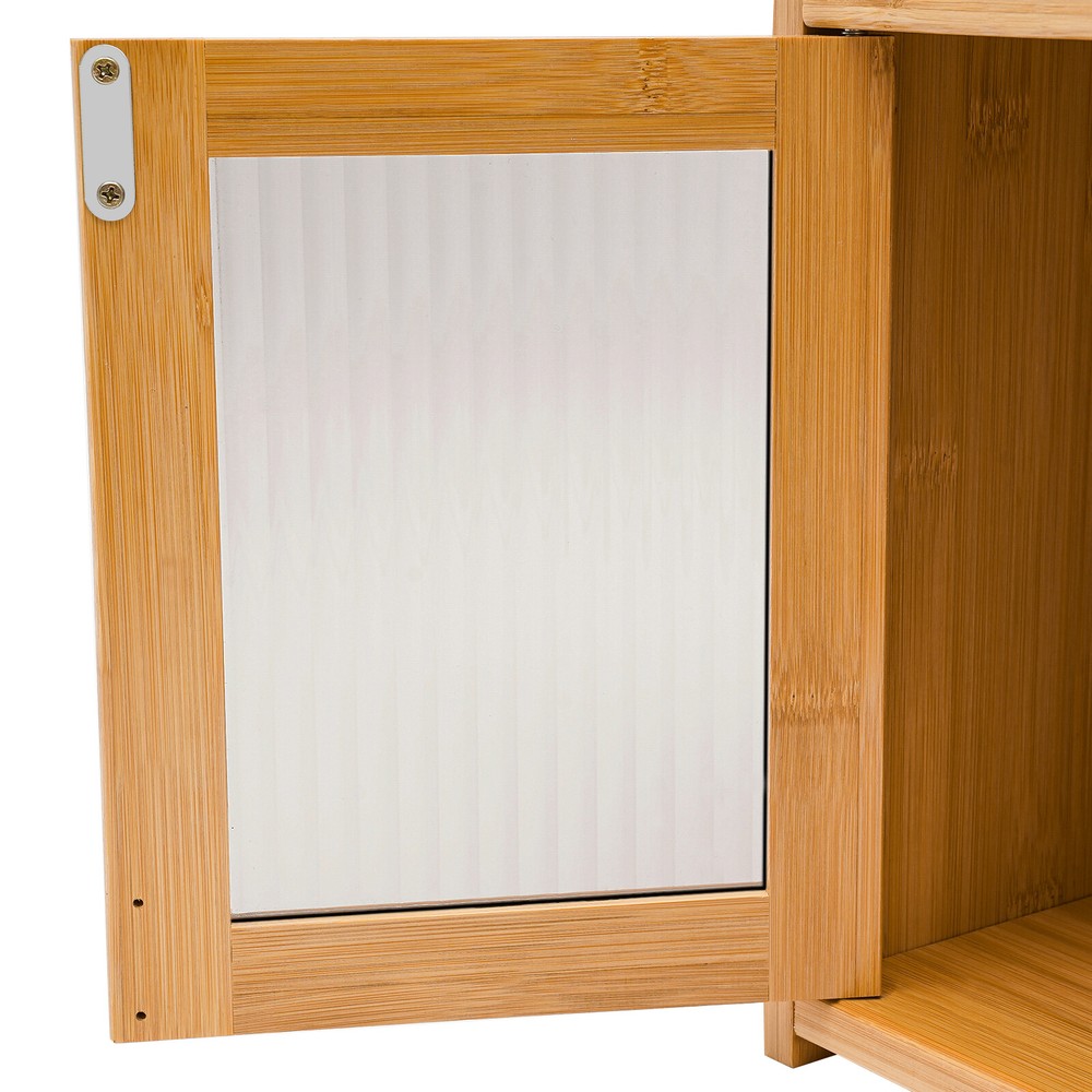 Bamboo and Acrylic Wood Storage Cabinet for Kitchen Pantry Organization