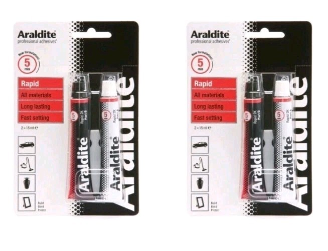 2 X ARALDITE RAPID SUPER STRONG ADHESIVE GLUE 2 PART EPOXY RED QUICK SETTING