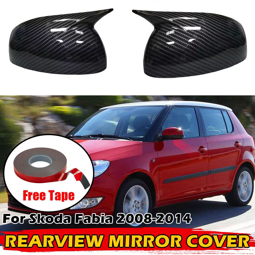 For Skoda Fabia 2008-2014 2x Rearview Side Mirror Cover Wing Cap Trim Add on