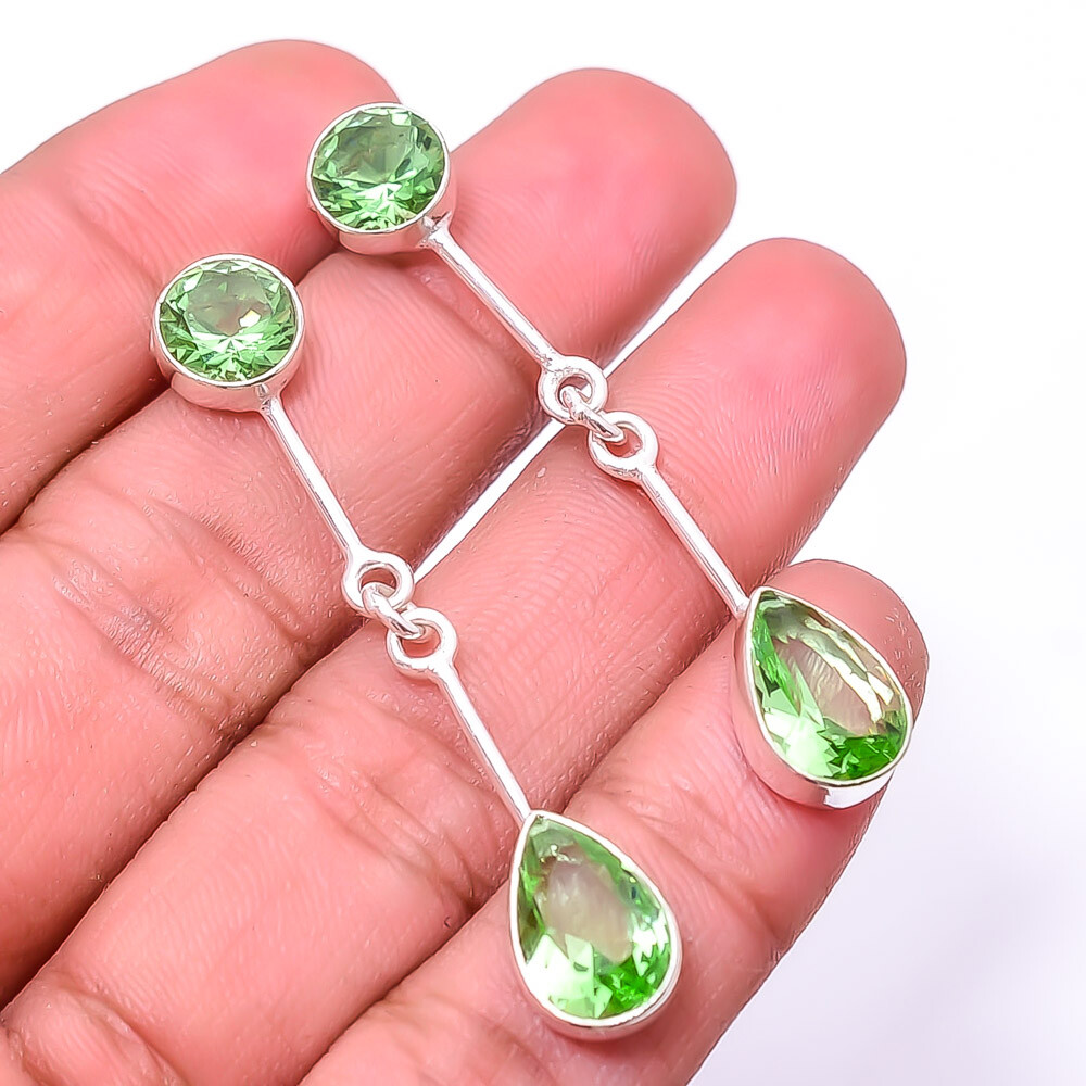 Green Amethyst 925 Sterling Silver Earring 1.95