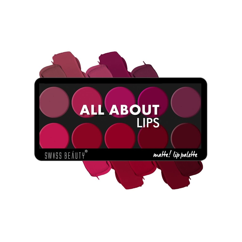 Swiss Beauty All About Lip Palette With 10 Pigmented Colors Multicolor-02, 12gm