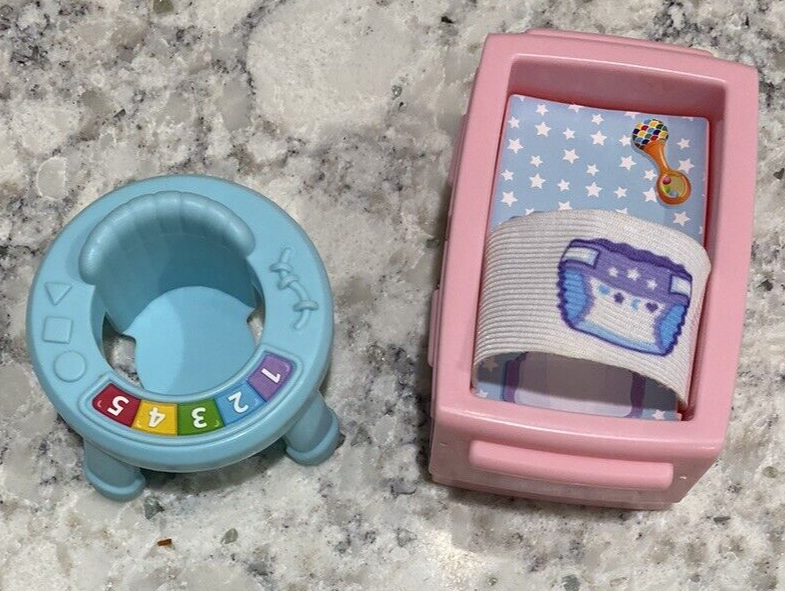 Fisher Price Little People Nursery Baby Bouncer Seat Diaper Changing Table Set